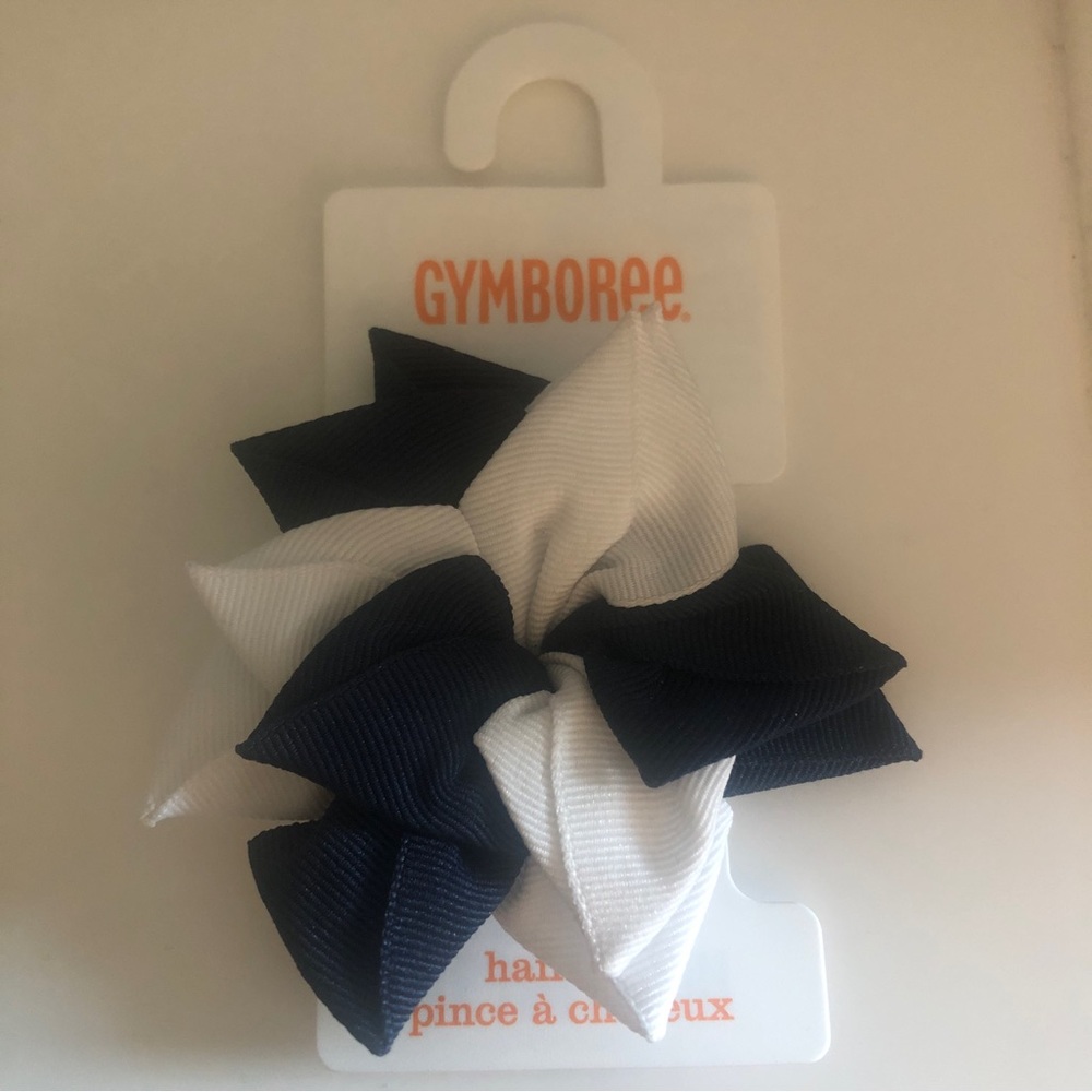 NWT Gymboree Girls 2014 Ribbon Star Uniform Navy White Clip Hair Bow